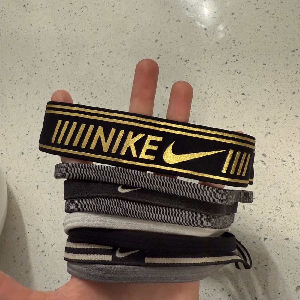 Nike Black, Gray, and Gold Headbands